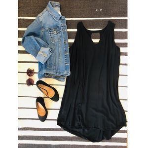 Black V-Neck Sundress With Back Cut-Out Detail
